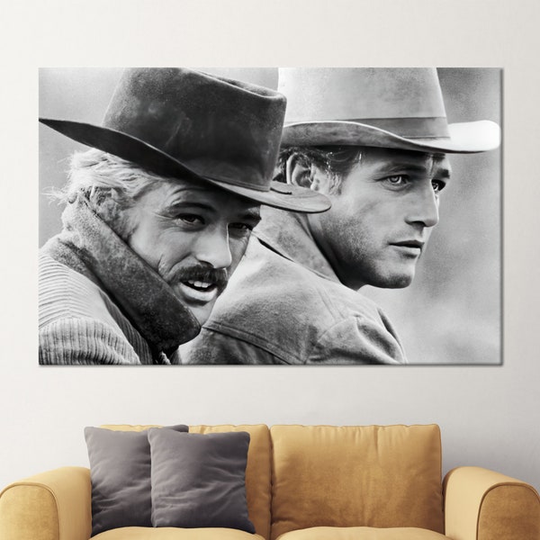 Butch Cassidy Art, Sundance Kid Art, Paul Newman Art, Modern Canvas, 3D Glass Art, Framed Wall Art, Canvas Poster, Living Room Wall Art,