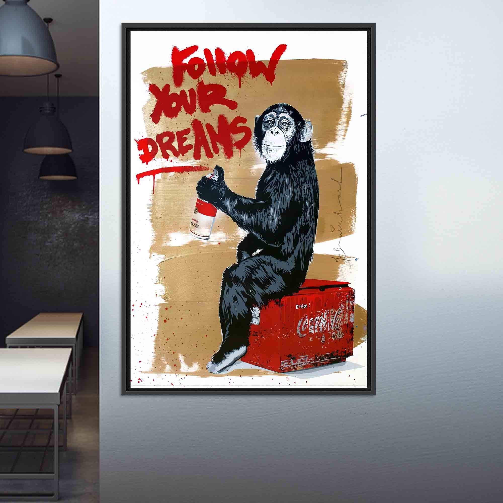 Glass Panel, Banksy Tempered Glass, Monkey Glass Printing, Dreams Glass Art Wall Decor, Christmas Decor, Graffiti Canvas, Banksy Art Canvas,