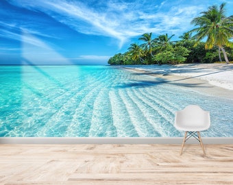 Tropical Beach Wallpaper Mural: Ocean View Wall Art
