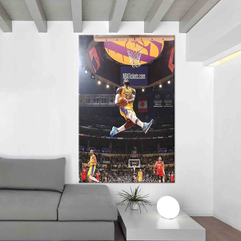 Tempered Glass Wall Art, Gym Canvas, NBA Artwork, Lebron James Dunk