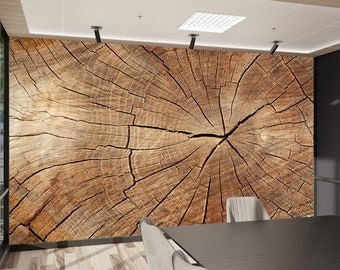 Abstract Wood Wall Art, Tree Ring Wall Decor, Removable Wallpaper, Trendy Wall Stickers, Modern Wall Decals, Housewarming Gift,