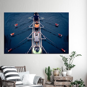 Water Landscape 3D Canvas, Man Cave Wall Decor, Teamwork Wall Art Decor, Canoe Team Poster, Personalized Gift, Living Room Wall Table,