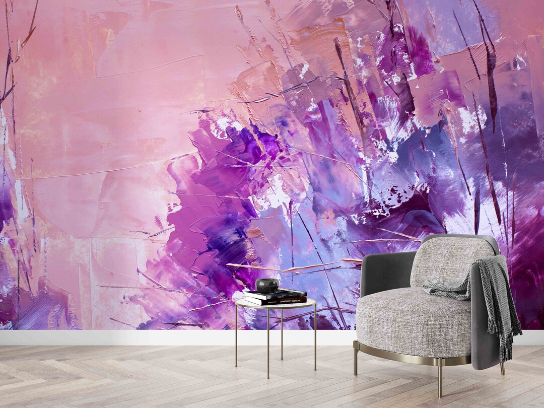 Decals for Walls, Gift for Him, Pink Wall Mural, Purple Wall Art ...