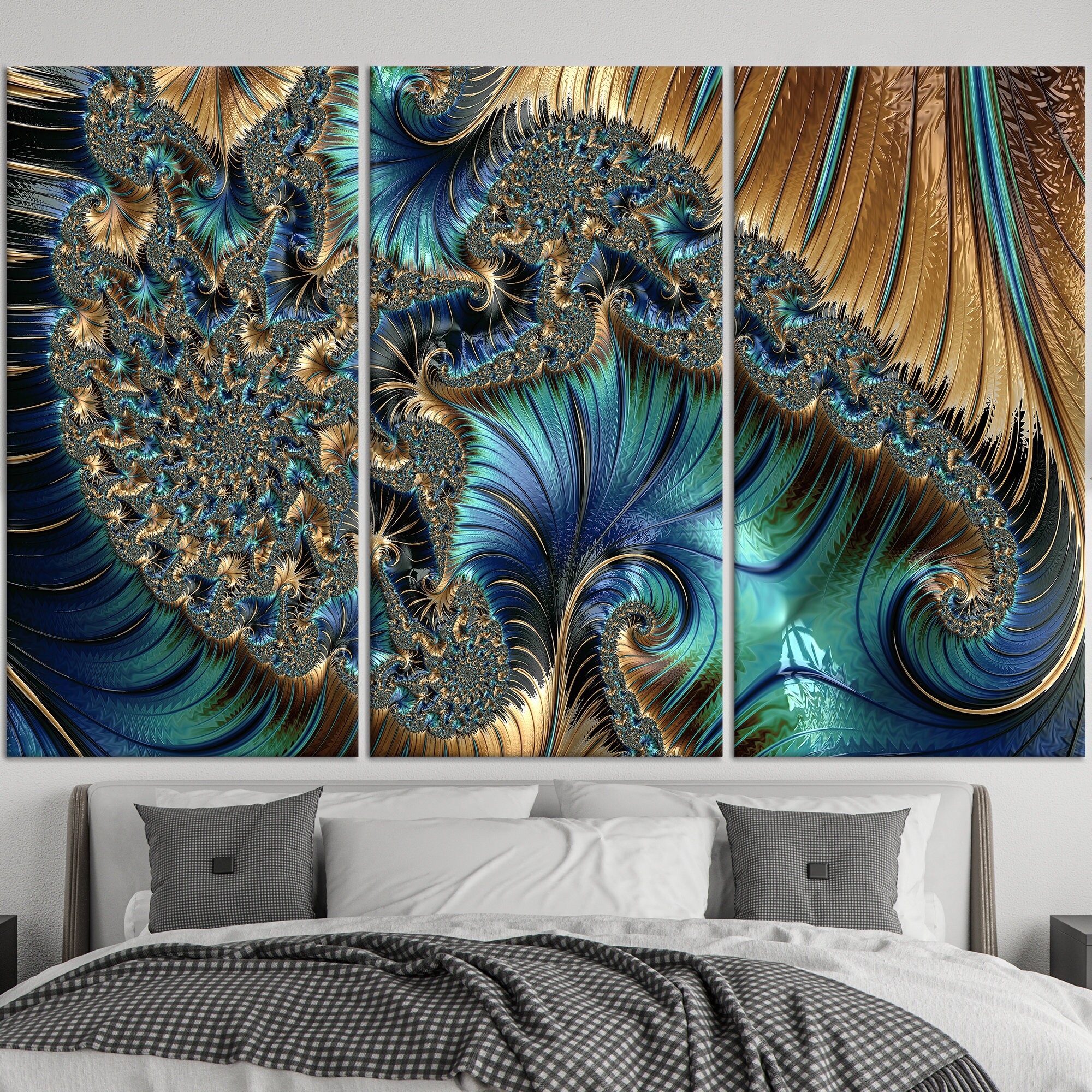 Fractal Glass Printing, Abstract Fractal Canvas Poster, Modern 3D