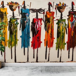 Ethnic Wall Poster, Masai People Painting Wallpaper, Masai Wall Stickers, Abstract People Wall Poster, Wallpaper Border, African Decor Art,