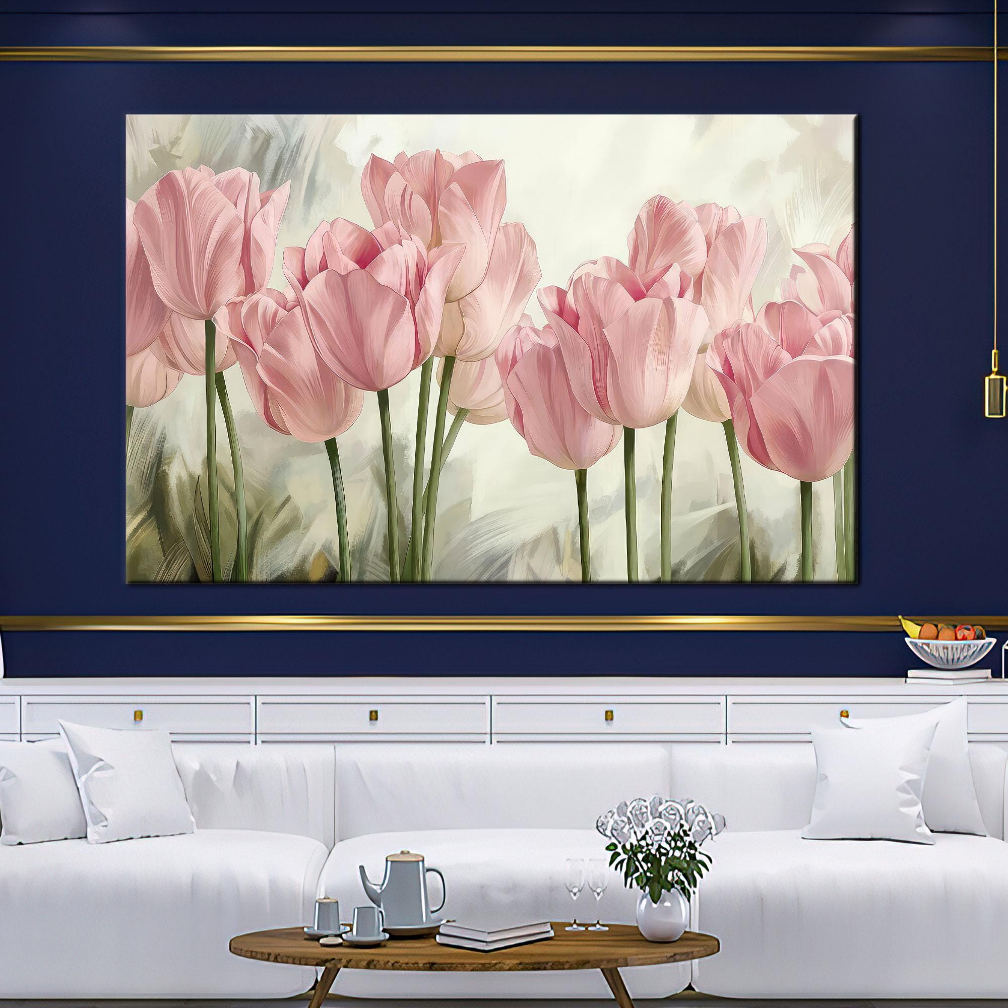 Pink Tulips Glass Wall Art: Floral Home Decor - Etsy