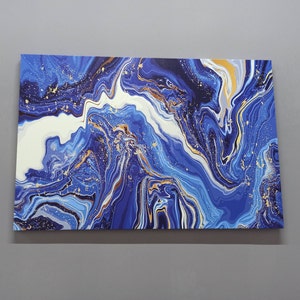 Navy Blue Marble Glass Wall Art: Abstract 3D Canvas Print