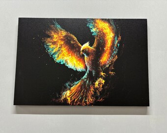 Phoenix Bird Art, Phoenix Wall Art, Animal Art Decor, Trendy Poster, Canvas Art, 3D Glass Art, Framed Wall Art, Gift Table, Home Wall Decor,