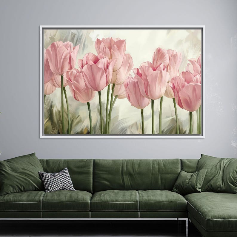 Pink Tulips Glass Wall Art: Floral Home Decor - Etsy