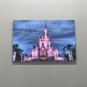 Disneyland Poster, Girl Room Poster, Cinderella Castle Glass Wall Art, Children Wall Decor, Halloween Decor Wall Art, Large Wall Art, Canvas