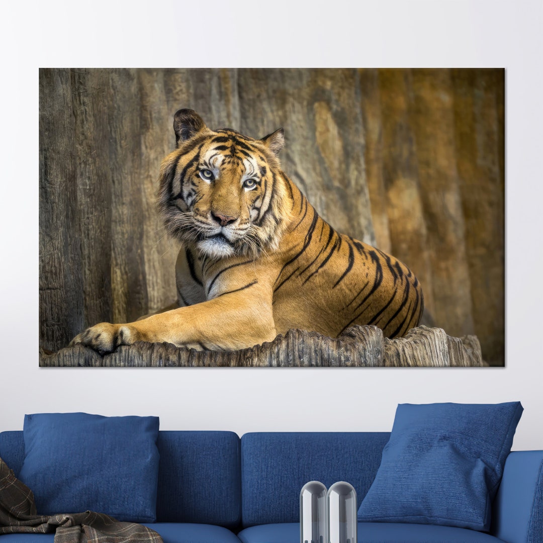 Tiger Art Decor, Big Cat Wall Art, Animal Wall Decor, Canvas Art, Tempered Glass, Framed Canvas