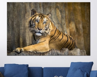 Tiger Art Decor, Big Cat Wall Art, Animal Wall Decor, Canvas Art, Tempered Glass, Framed Canvas, Wild Poster, Gifts, Living Room Wall Art,