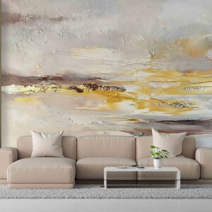 Selbstklebendes Papier, Schimmernde Tapeten, moderne Papierkunst, Grau und Gold Malerei Wandbild, Gold Wandtattoos, druckbare Wandkunst,