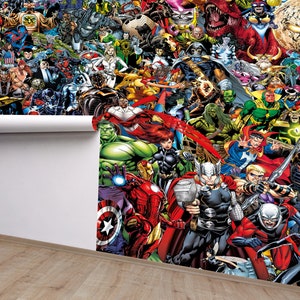 Marvel Wall Poster, Super Heros Wall Mural, Children Wall Print, Wall Mural Wallpaper, Marvel Heroes Wall Painting,Contact Paper,Cartoon Art image 6