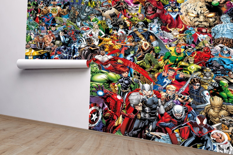 Marvel Wall Poster Super Heros Wall Mural Children Wall Etsy
