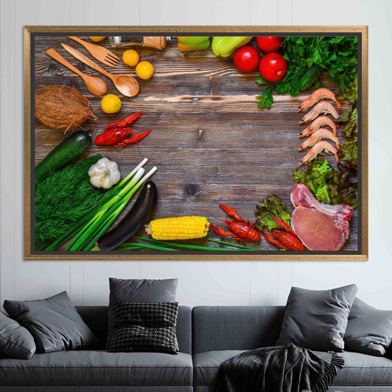 Food Wall Decor, Colorful Wall Art, Vegetables Canvas, Tempered Glass