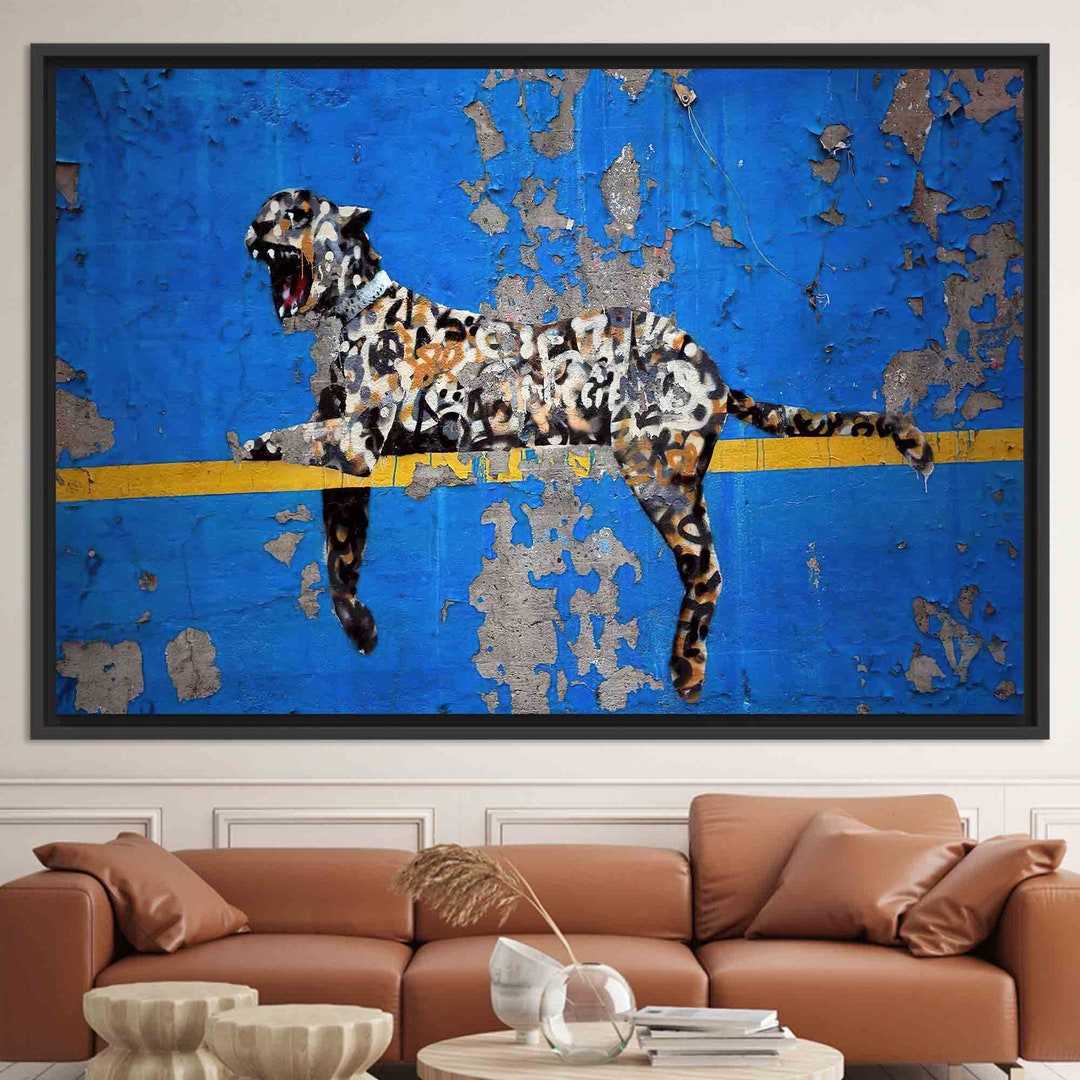Abstract Wall Table, Banksy Leopard Wall Decoration, Leopard Artwork, Zoo Leopard Glass Decor