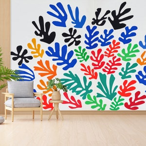 Arte su carta a strati, carta da parati in vinile, lavori di carta, regali per la casa, decorazioni murali Henri Matisse, arte su carta Papier Découpé, carta da parati moderna,