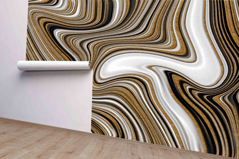 Gold Wall Decals Marble Paper Craft Black Gold and White Etsy