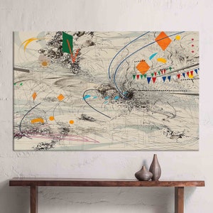 Julie Mehretu Glass Wall Art,  Boho Glass Decor, Colorful Art Canvas, Modern Wall Art Decor, Tempered Glass, Home Decor Art, Canvas Poster