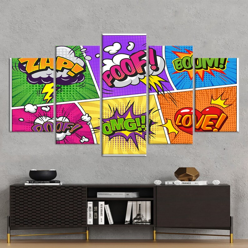 Pop Art Tempered Glass Wall Art: Comic Book Style Decor - Etsy