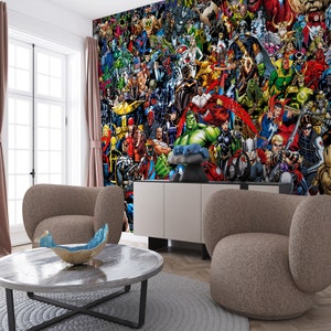Marvel Wall Poster, Super Heros Wall Mural, Children Wall Print, Wall Mural Wallpaper, Marvel Heroes Wall Painting,Contact Paper,Cartoon Art image 2