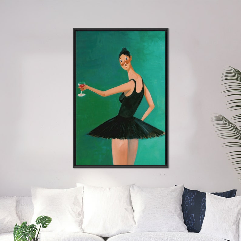 Kanye West Ballerina Tempered Glass Canvas Art - Modern Wall Decor BLACK FRAMED CANVAS