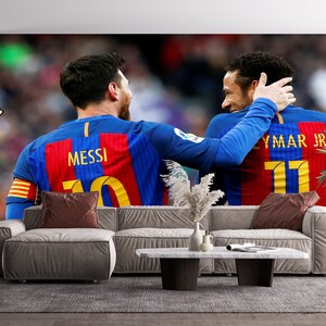 Messi & Neymar fotbollstapet: Självhäftande accentväggbeklädnad bild 3