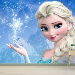 Carta da parati Frozen Elsa per bambini – Carta da parati murale staccabile e attaccabile con principessa delle nevi per la cameretta della bambina