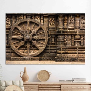 Konark Sun Temple Art, Indian Wall Decor, Chakra Wall Art, Modern Art, Tempered Glass, 3D Wall Art, Canvas Art, Gift Poster, Home Wall Art,