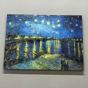 The Rhone Wall Art, Reproduction Wall Art Decor, Starry Night Over The Rhone Wall Art, Van Gogh Exhibition Stained Glass Printing, Canvas,