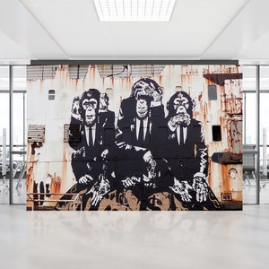 Banksy Drei weise Affen Wandbild: Abstrakter Kunstdruck