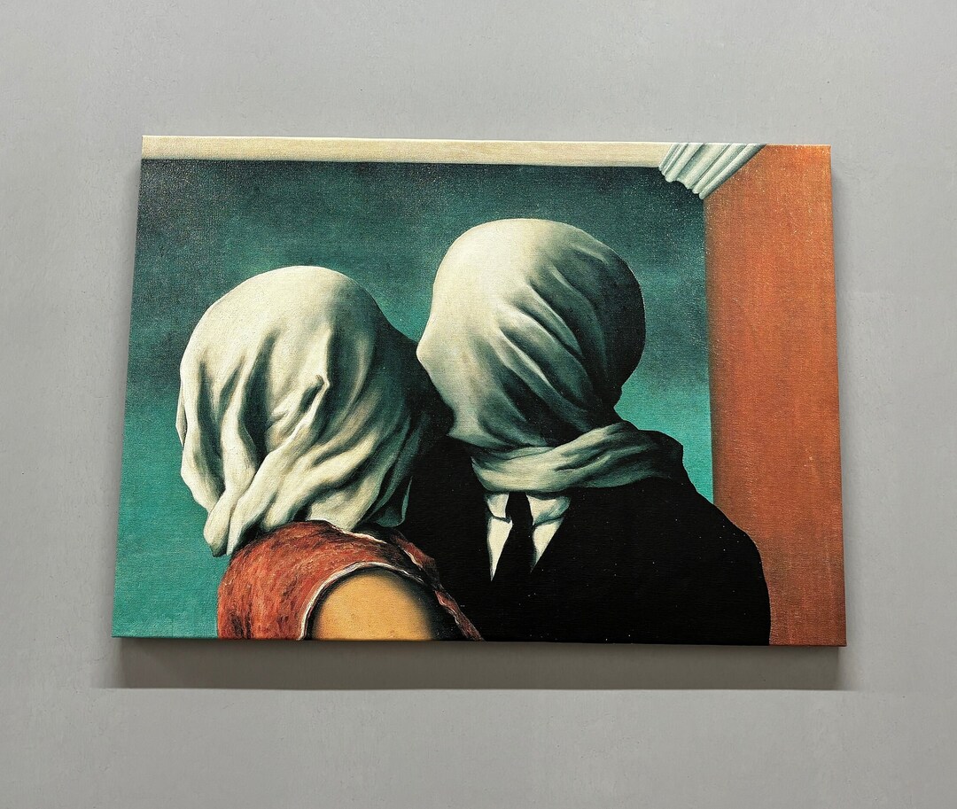 Rene Magritte 'the Lovers' Reproduction: Glass Art or Canvas Print