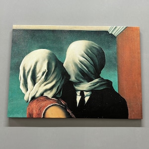 Reproduction Poster, Lovers Glass Art Wall Decor, Rene Magritte The Lovers Glass Wall Art, Valentine Gift Art Canvas, Framed Canvas,
