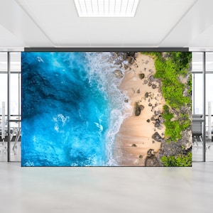 Beach Scene Wallpaper Mural: 3D Sea Landscape Wall Art