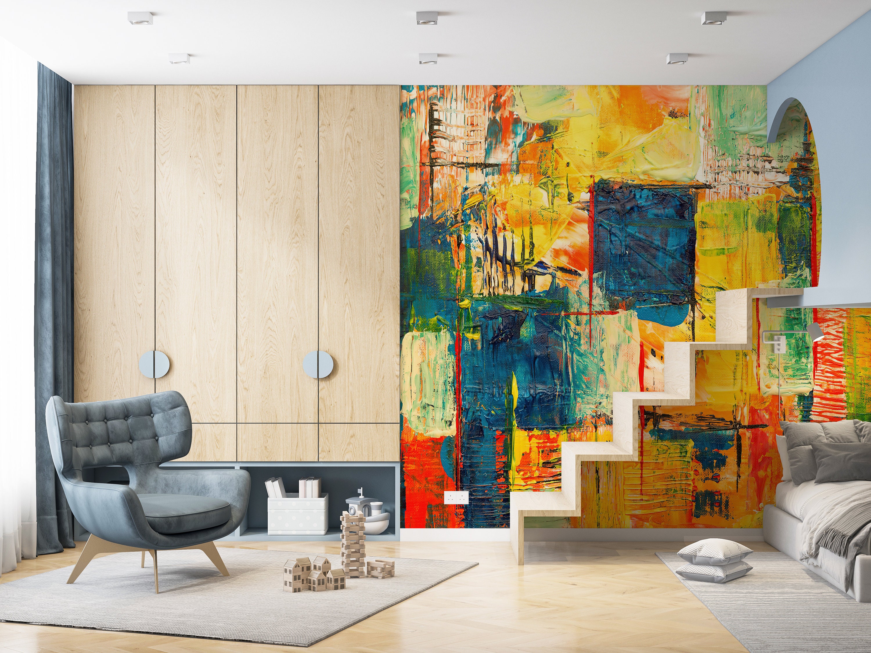 Yellow Painting Art, Navy Blue Wall Art, Modern Wall Paper, Paper Craft ...