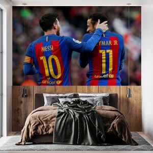 Messi & Neymar fotbollstapet: Självhäftande accentväggbeklädnad bild 4