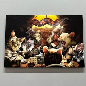 Modern Wall Decor, Poker Canvas, Cats With Playing Cards Wall Art, Canvas Gift, Personalized Gift For Mom Canvas Decor, Cat Lover Gift,