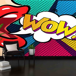 Pittura murale moderna, donna e carta colorata WOW, arte murale alla moda, carta digitale alla moda, arte murale in carta 3D, decorazione murale,