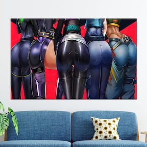 Sage Reyna Raze Viper Killjoy Ass Art Wall Decor, Trendy Poster, Modern Canvas Wall Art, Valorant Heros Butt Printed, Bohemian Decor Art,