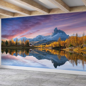 Autumn Lake Landscape Wallpaper Mural: Federa View Wall Art