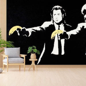 Papier peint Banksy, Art mural banane, Art 3D sur papier, Papier peint banane, Créations 3D en papier, Mur d'accent, Papier auto-adhésif, Papier peint cadeau,