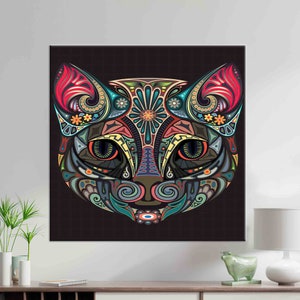 Cat with Green Eyes Art, Animal Wall Decor, Cat Artwork, Cat Lover Gift, Tempered Glass, Canvas Art, 3D Wall Art, Poster Art, Home Decor,
