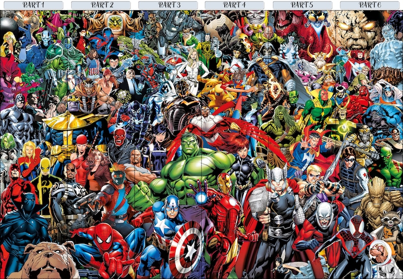 Marvel Wall Poster, Super Heros Wall Mural, Children Wall Print, Wall Mural Wallpaper, Marvel Heroes Wall Painting,Contact Paper,Cartoon Art image 7
