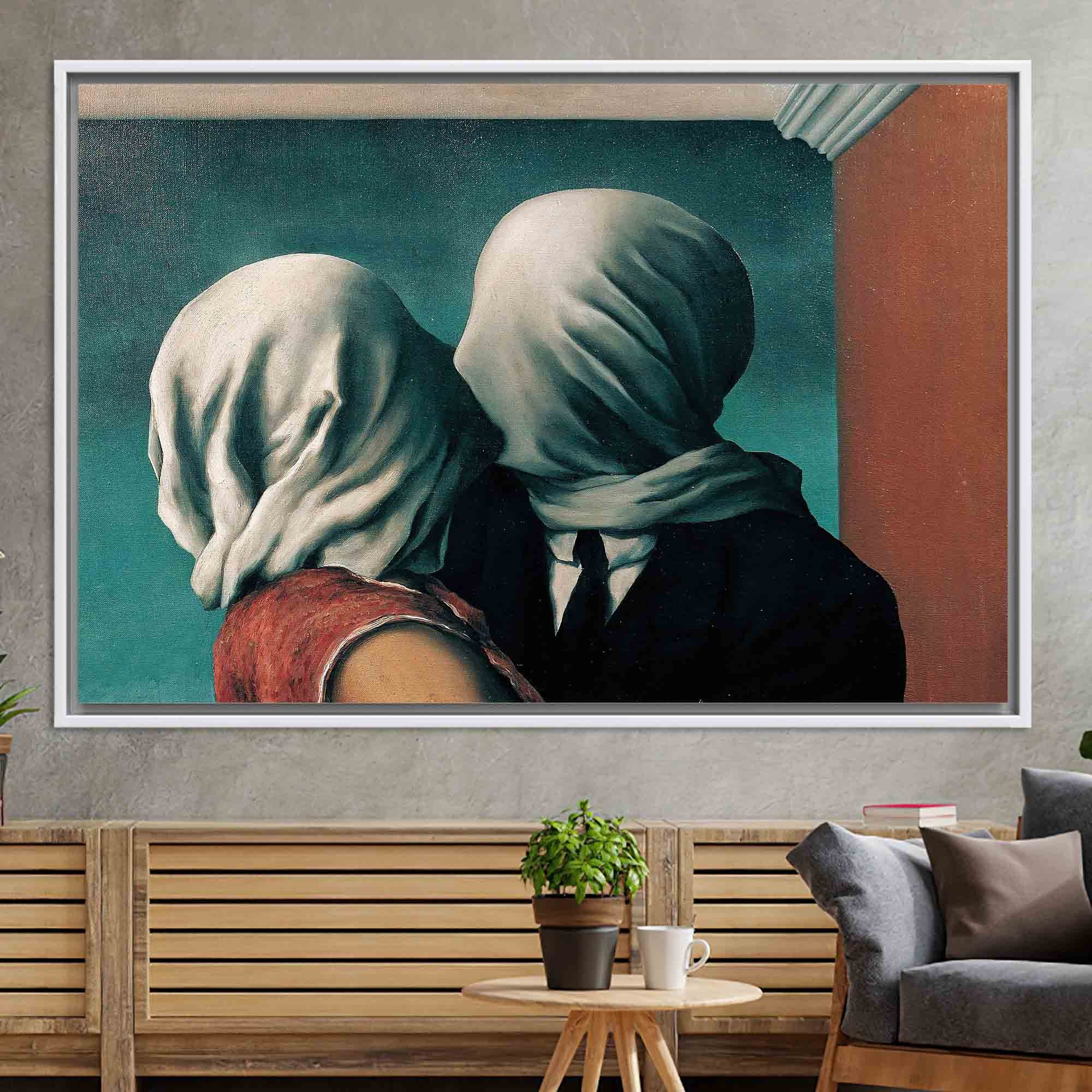 Rene Magritte 'the Lovers' Reproduction: Glass Art or Canvas Print
