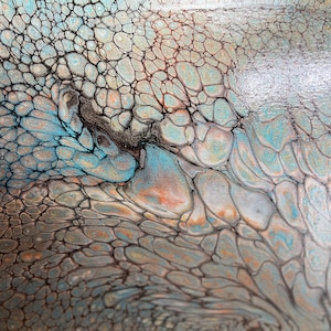 Acrylic poured painting - large swirling dragon scales