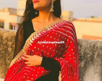 Dupatta de seda Bandhej roja, bufanda de boda india, regalo para damas de honor