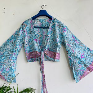 Handmade Silk Wrap Top: Boho Chic Tie Front Bralet