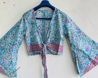 Handgemachte Seide Wrap Top: Boho Chic Front BH BH