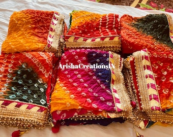 Bandhani Bandhej Silk Dupatta: bufanda de boda tradicional india